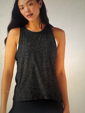 Beyond Yoga Featherweight Rebalance Tank Heather Black Charcoal SIze Small